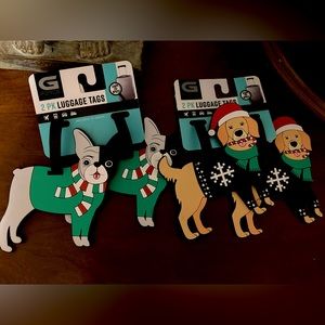 4 Pack Luggage Dog travel tags Christmas-themed